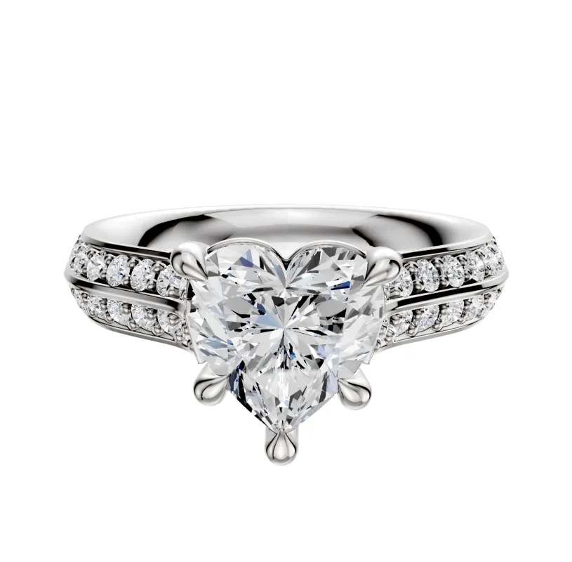 14K White Gold 4 Prong Basket Cathedral Knife Edge 1-Row-Pave 2.5mm Engagement Ring sold by Effy