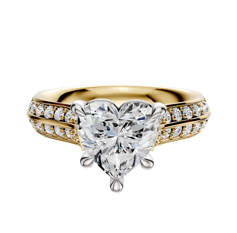 18K Two Tone 4 Prong Basket Cathedral Knife Edge 1-Row-Pave 2.5mm Engagement Ring sold by Effy