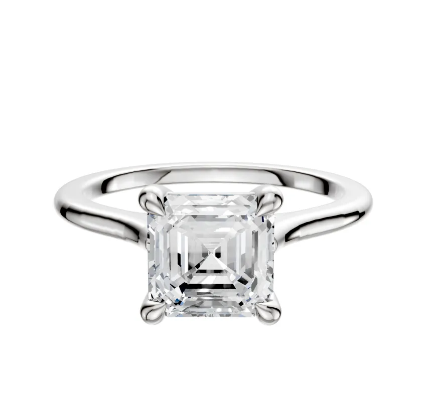 18K White Gold 4 Prong Basket Cathedral Dome 1.5mm Engagement Ring made by Effy