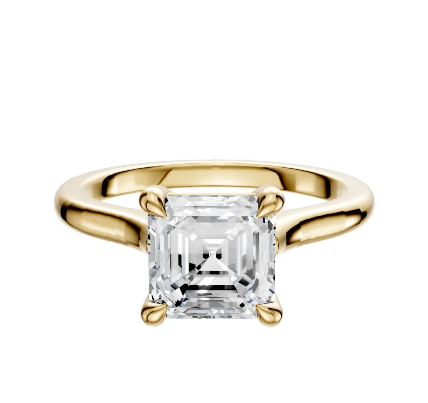 14K Yellow Gold 4 Prong Basket Cathedral Dome 2.0mm Engagement Ring made by Effy