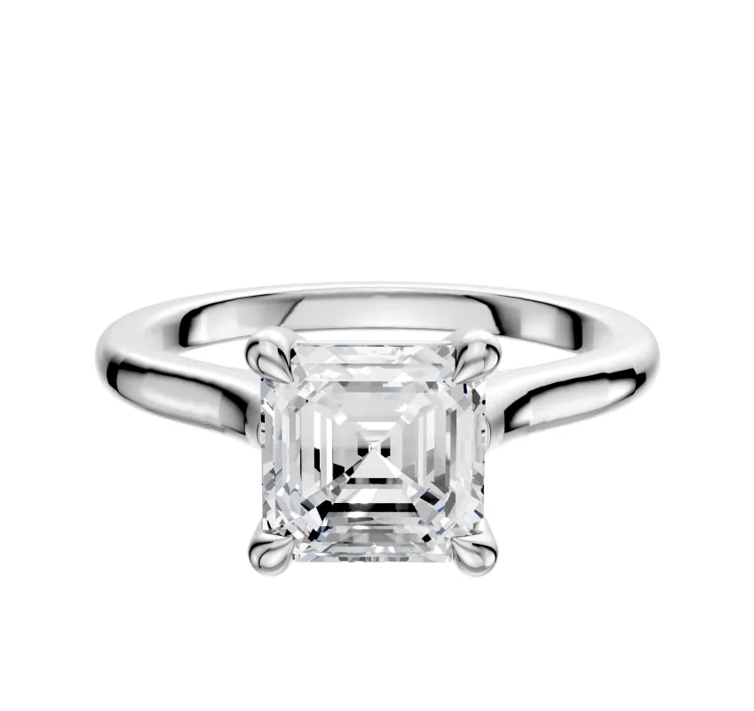 14K White Gold 4 Prong Basket Cathedral Dome 2.0mm Engagement Ring made by Effy
