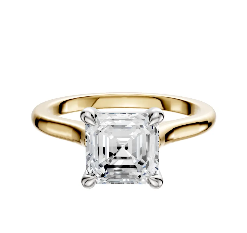 14K Two Tone 4 Prong Basket Cathedral Dome 2.0mm Engagement Ring made by Effy