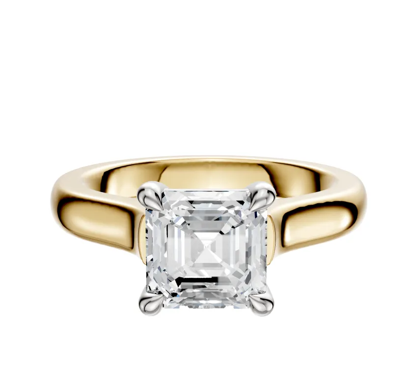 18K Two Tone 4 Prong Basket Cathedral Dome 3.0mm Engagement Ring made by Effy