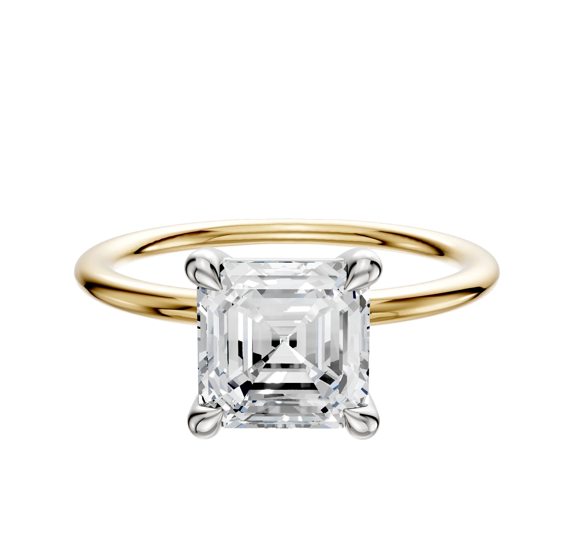 18K Two Tone 4 Prong Basket Classic Dome 1.5mm Engagement Ring sold by Effy