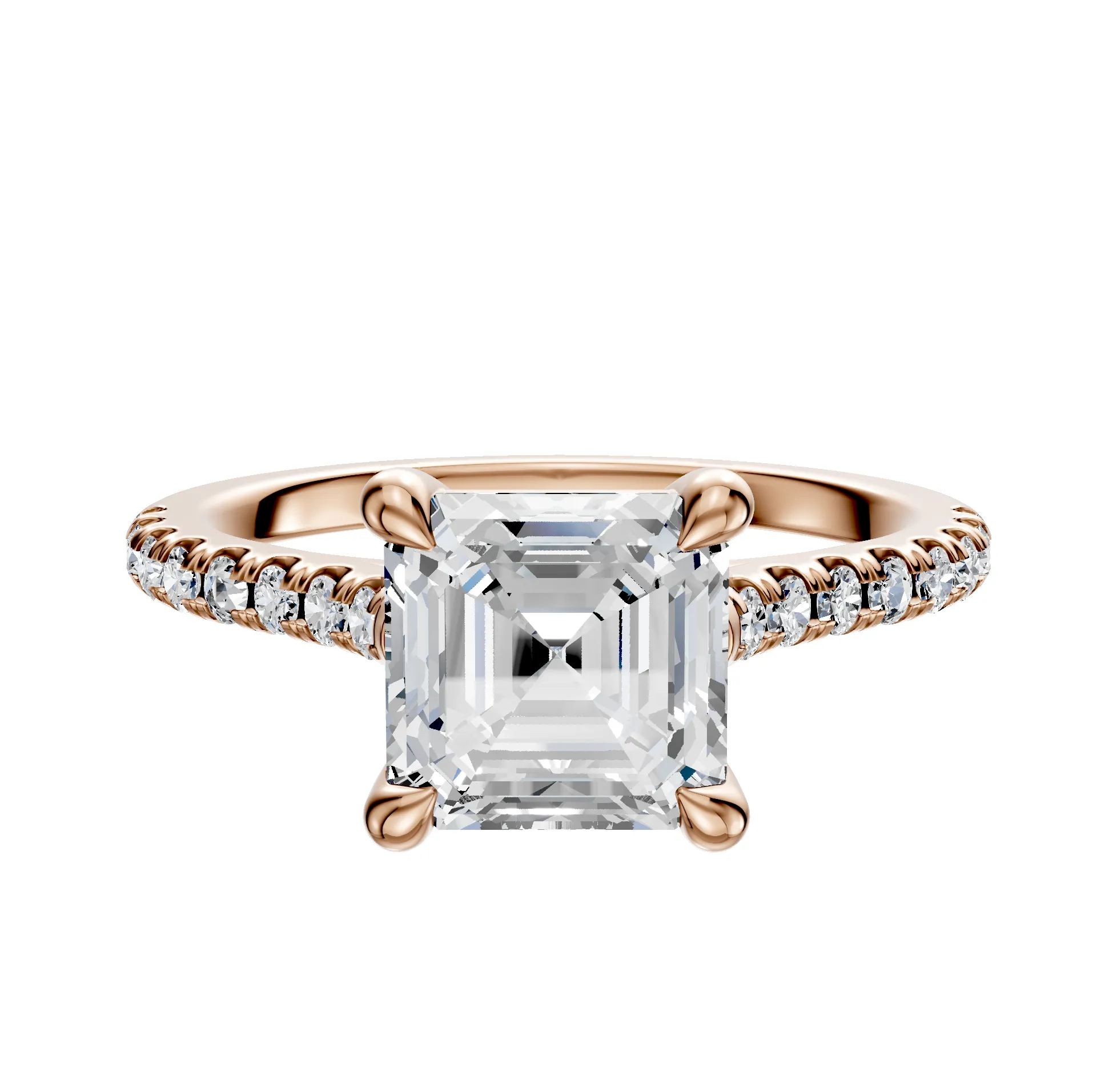 18K Rose Gold 4 Prong Basket Cathedral Dome 1-Row-Pave 2.5mm Engagement Ring sold by Effy