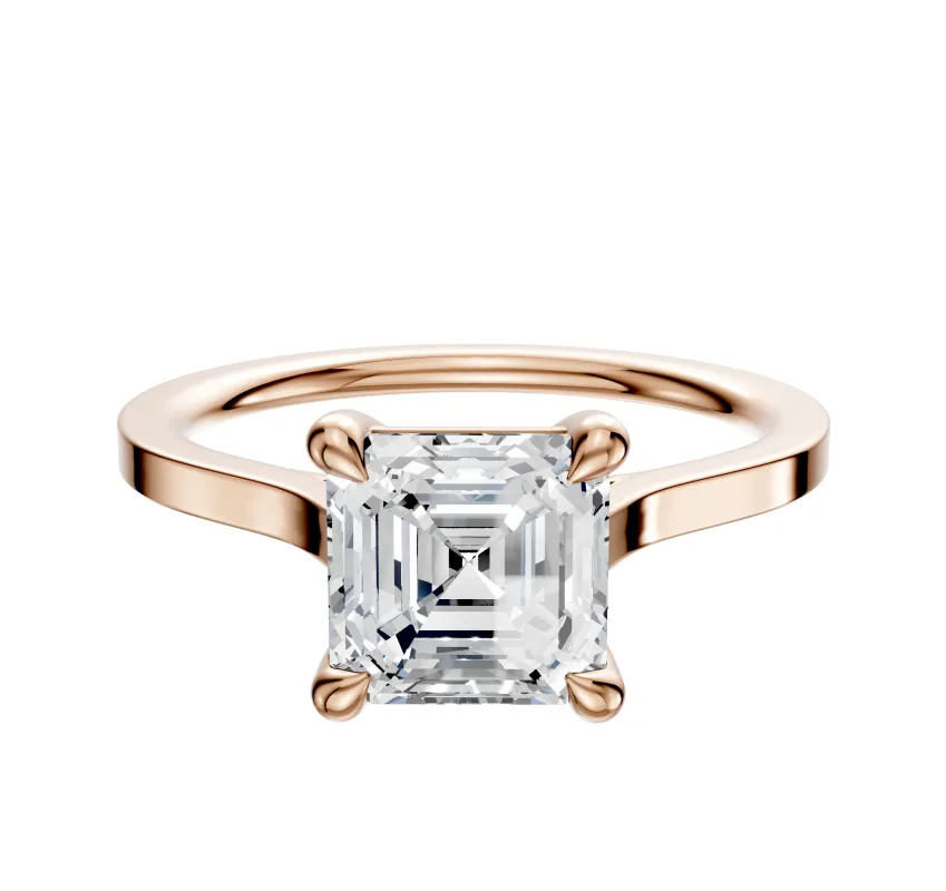 18K Rose Gold 4 Prong Basket Cathedral Flat 1.5mm Engagement Ring made by Effy