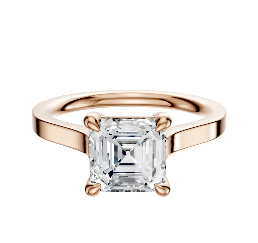 18K Rose Gold 4 Prong Basket Cathedral Flat 2.0mm Engagement Ring made by Effy