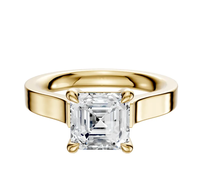 18K Yellow Gold 4 Prong Basket Cathedral Flat 3.0mm Engagement Ring sold by Effy