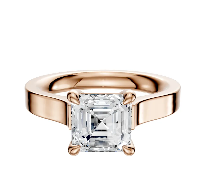 18K Rose Gold 4 Prong Basket Cathedral Flat 3.0mm Engagement Ring sold by Effy