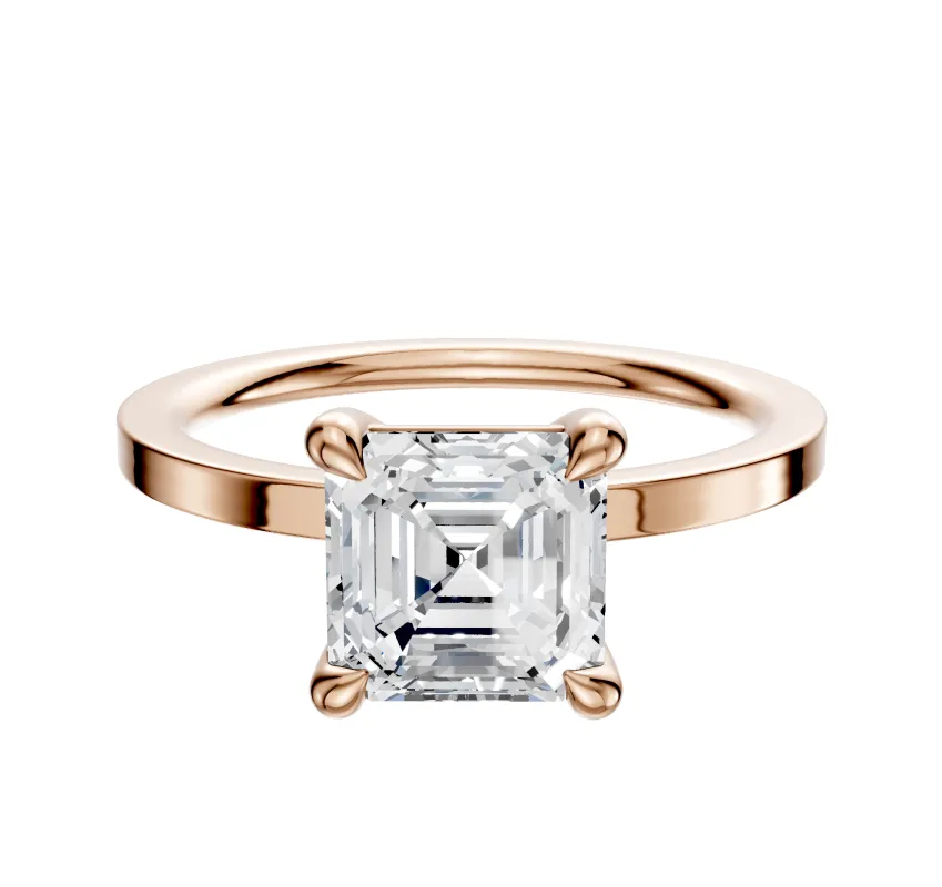 18K Rose Gold 4 Prong Basket Classic Flat 1.5mm Engagement Ring made by Effy