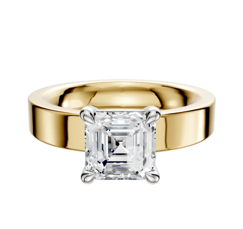 14K Two Tone 4 Prong Basket Classic Flat 4.0mm Engagement Ring made by Effy