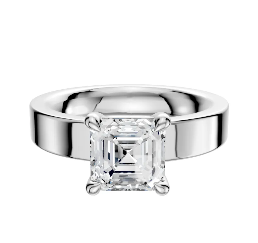 18K White Gold 4 Prong Basket Classic Flat 4.0mm Engagement Ring made by Effy