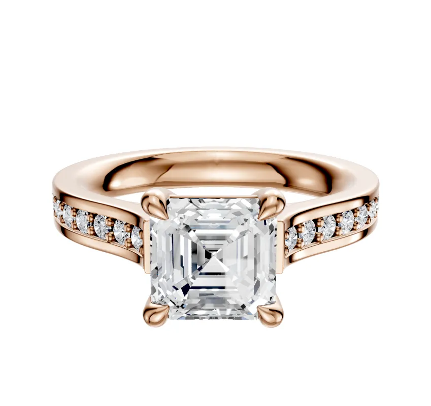 14K Rose Gold 4 Prong Basket Cathedral Flat 1-Row-Pave 2.5mm Engagement Ring sold by Effy