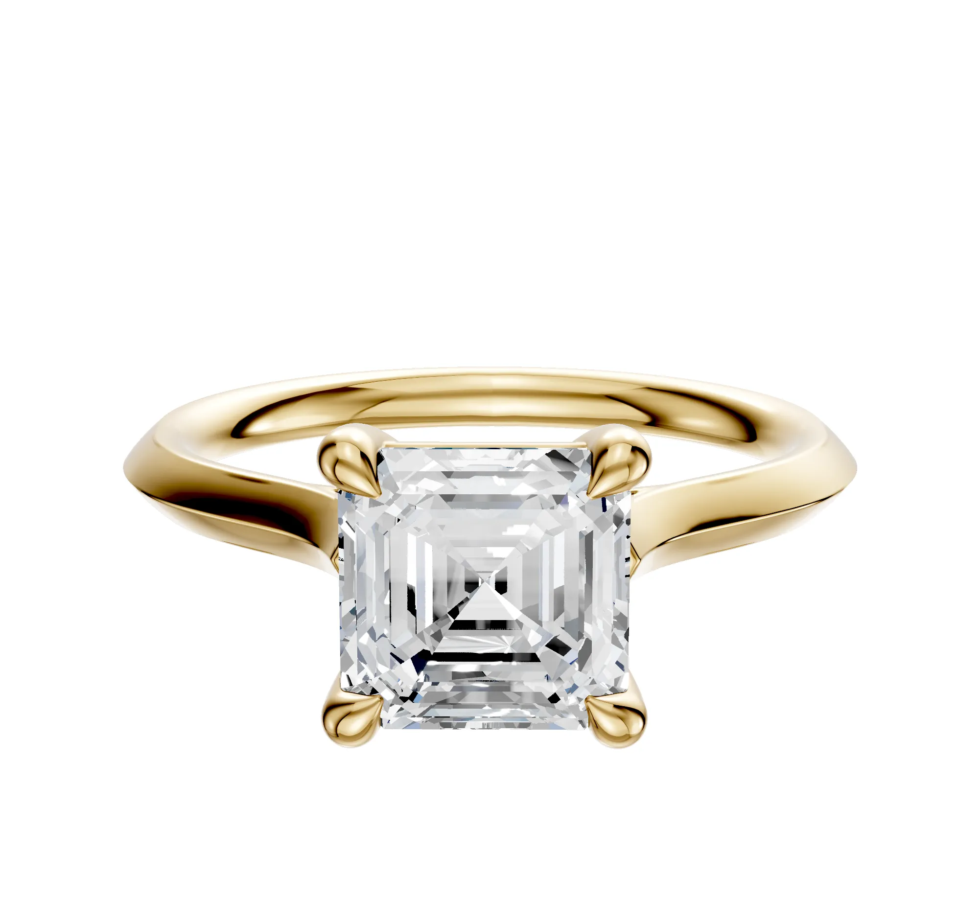 18K Yellow Gold 4 Prong Basket Cathedral Knife Edge 2.0mm Engagement Ring sold by Effy