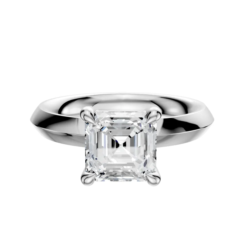 14K White Gold 4 Prong Basket Classic Knife Edge 3.0mm Engagement Ring made by Effy