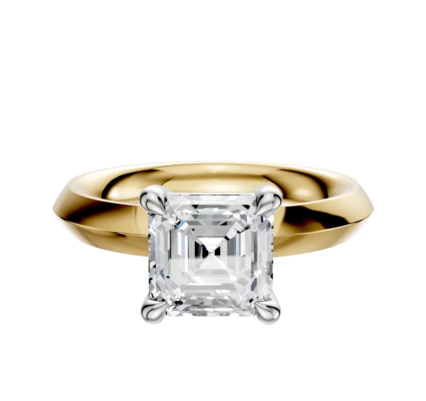 14K Two Tone 4 Prong Basket Classic Knife Edge 3.0mm Engagement Ring made by Effy