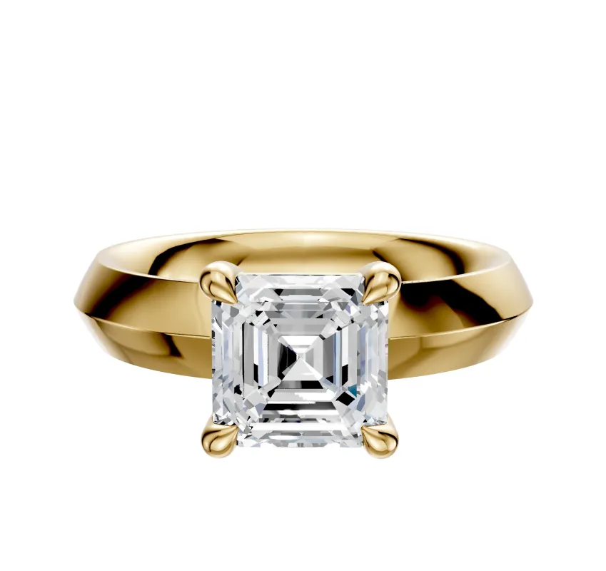 14K Yellow Gold 4 Prong Basket Classic Knife Edge 4.0mm Engagement Ring made by Effy