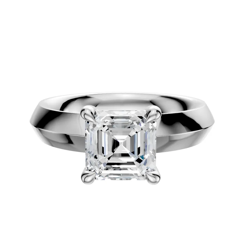 18K White Gold 4 Prong Basket Classic Knife Edge 4.0mm Engagement Ring sold by Effy