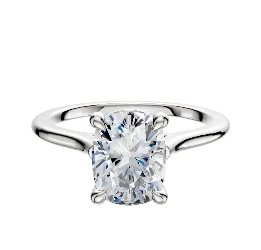 Platinum 4 Prong Basket Cathedral Dome 1.5mm Engagement Ring made by Effy