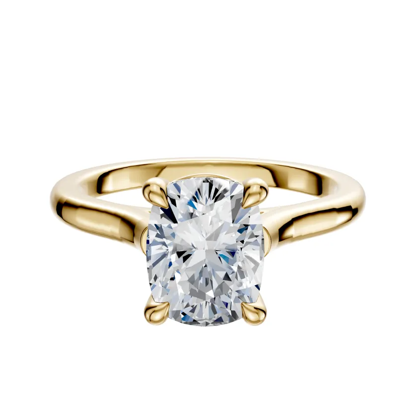 18K Yellow Gold 4 Prong Basket Cathedral Dome 2.0mm Engagement Ring made by Effy
