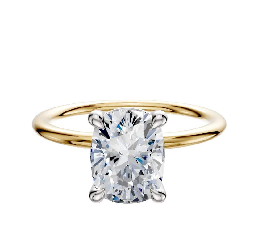 18K Two Tone 4 Prong Basket Classic Dome 1.5mm Engagement Ring sold by Effy