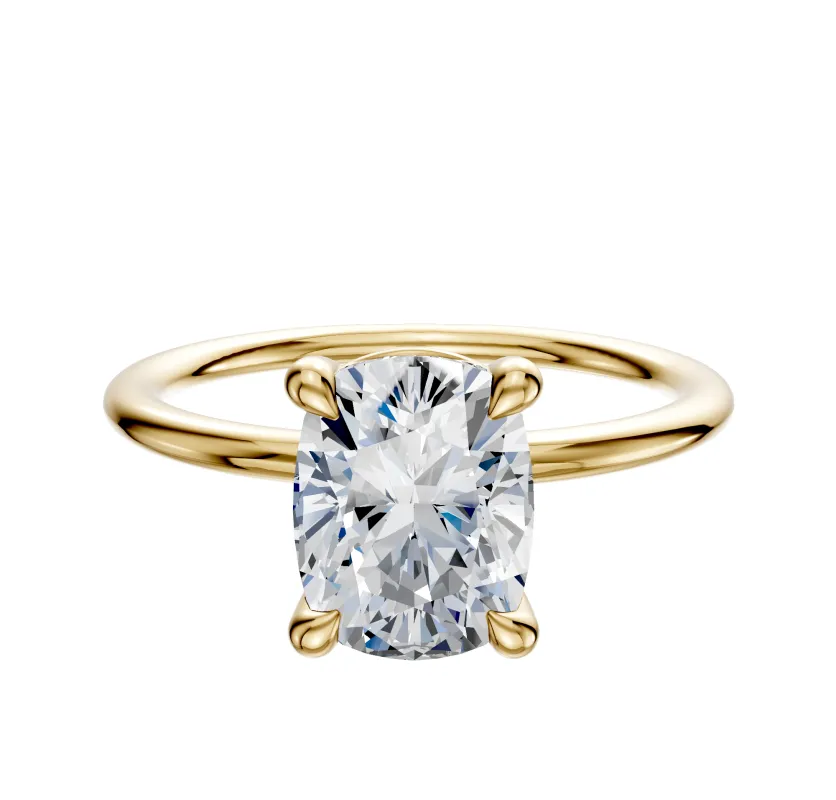 18K Yellow Gold 4 Prong Basket Classic Dome 1.5mm Engagement Ring made by Effy