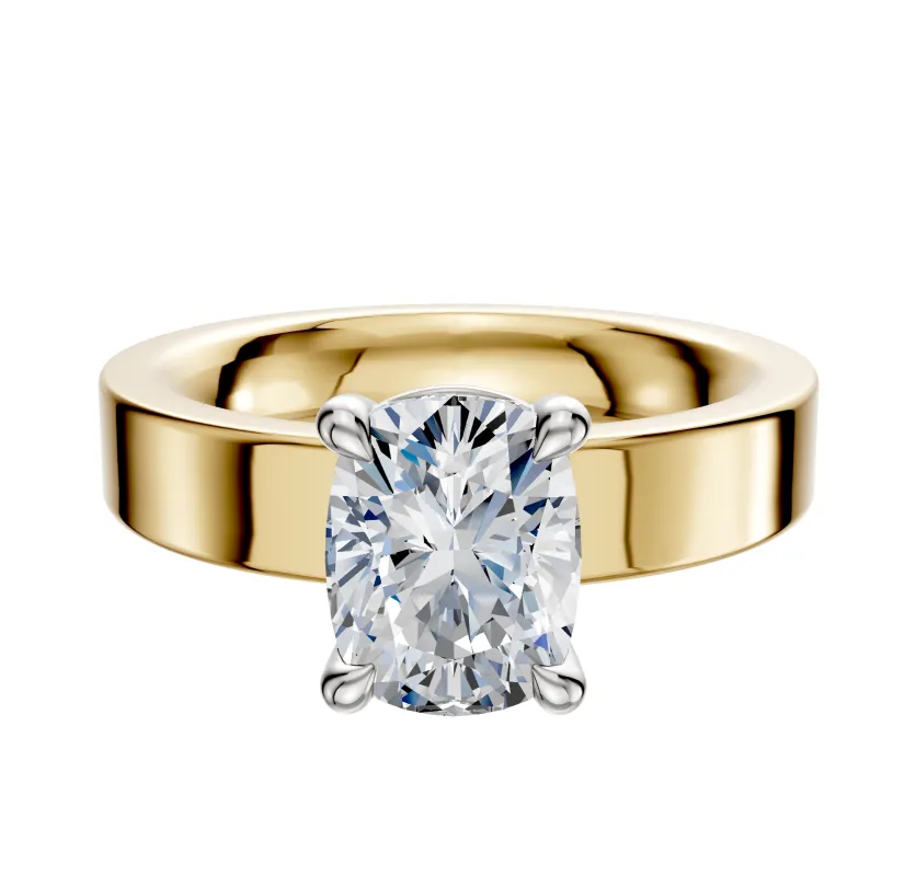 14K Two Tone 4 Prong Basket Classic Flat 4.0mm Engagement Ring sold by Effy