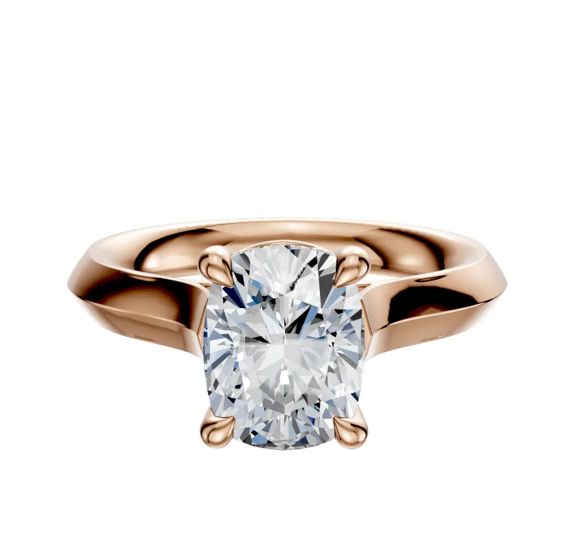 18K Rose Gold 4 Prong Basket Cathedral Knife Edge 3.0mm Engagement Ring made by Effy