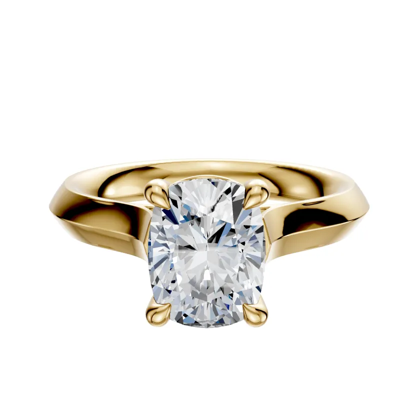 18K Yellow Gold 4 Prong Basket Cathedral Knife Edge 3.0mm Engagement Ring sold by Effy