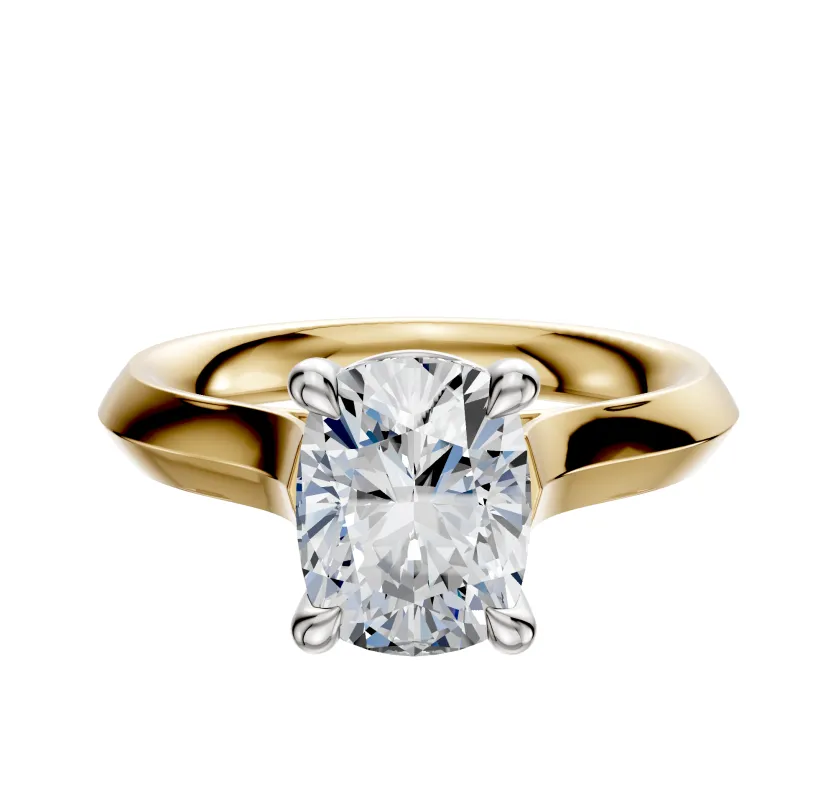 18K Two Tone 4 Prong Basket Cathedral Knife Edge 3.0mm Engagement Ring sold by Effy