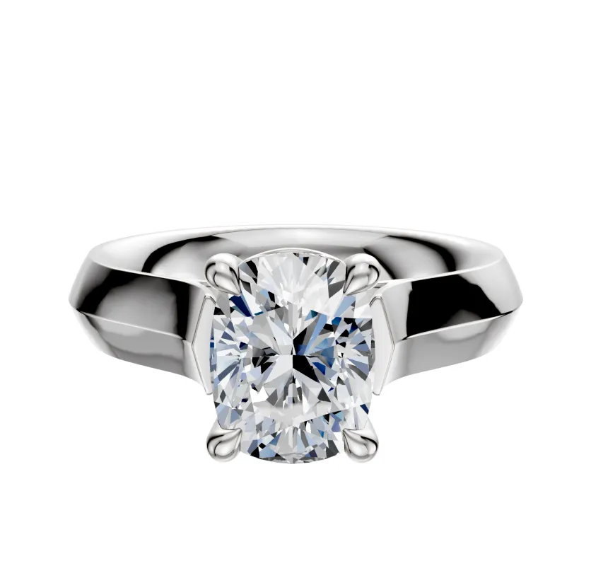 18K White Gold 4 Prong Basket Cathedral Knife Edge 4.0mm Engagement Ring sold by Effy