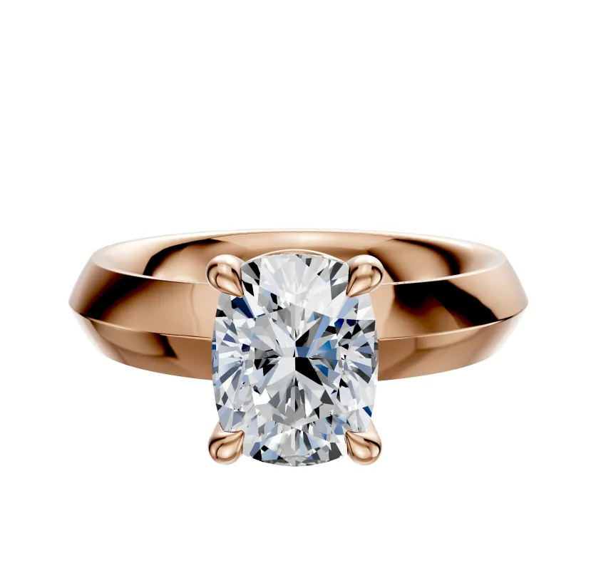 14K Rose Gold 4 Prong Basket Classic Knife Edge 4.0mm Engagement Ring sold by Effy