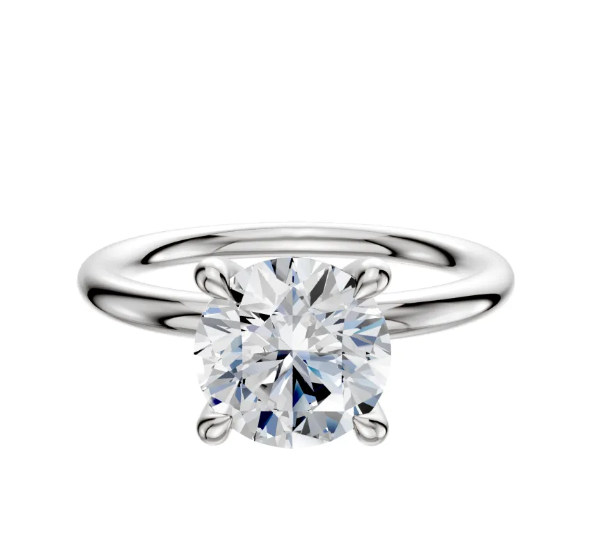 14K White Gold 4 Prong Hidden Halo Classic Dome 2.0mm Engagement Ring sold by Effy