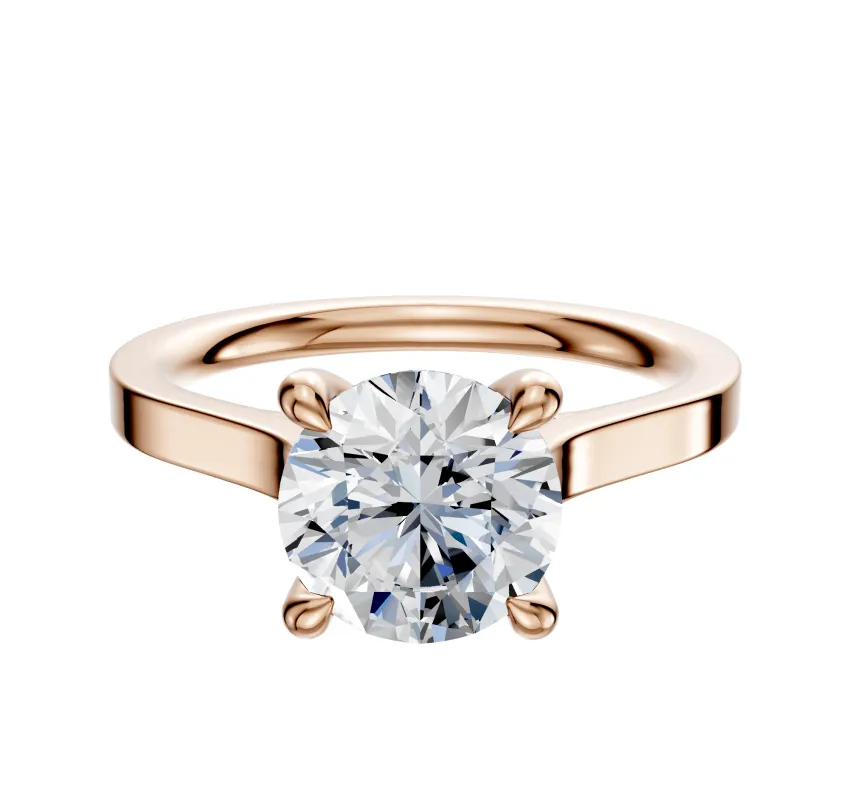 18K Rose Gold 4 Prong Hidden Halo Cathedral Flat 2.0mm Engagement Ring sold by Effy