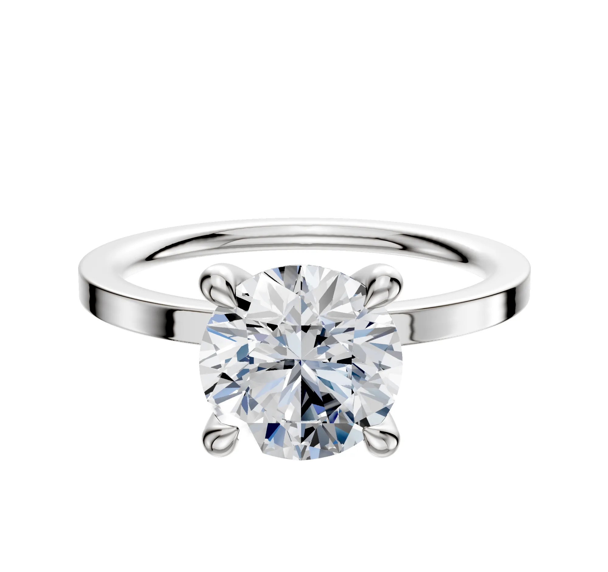 18K White Gold 4 Prong Hidden Halo Classic Flat 1.5mm Engagement Ring sold by Effy