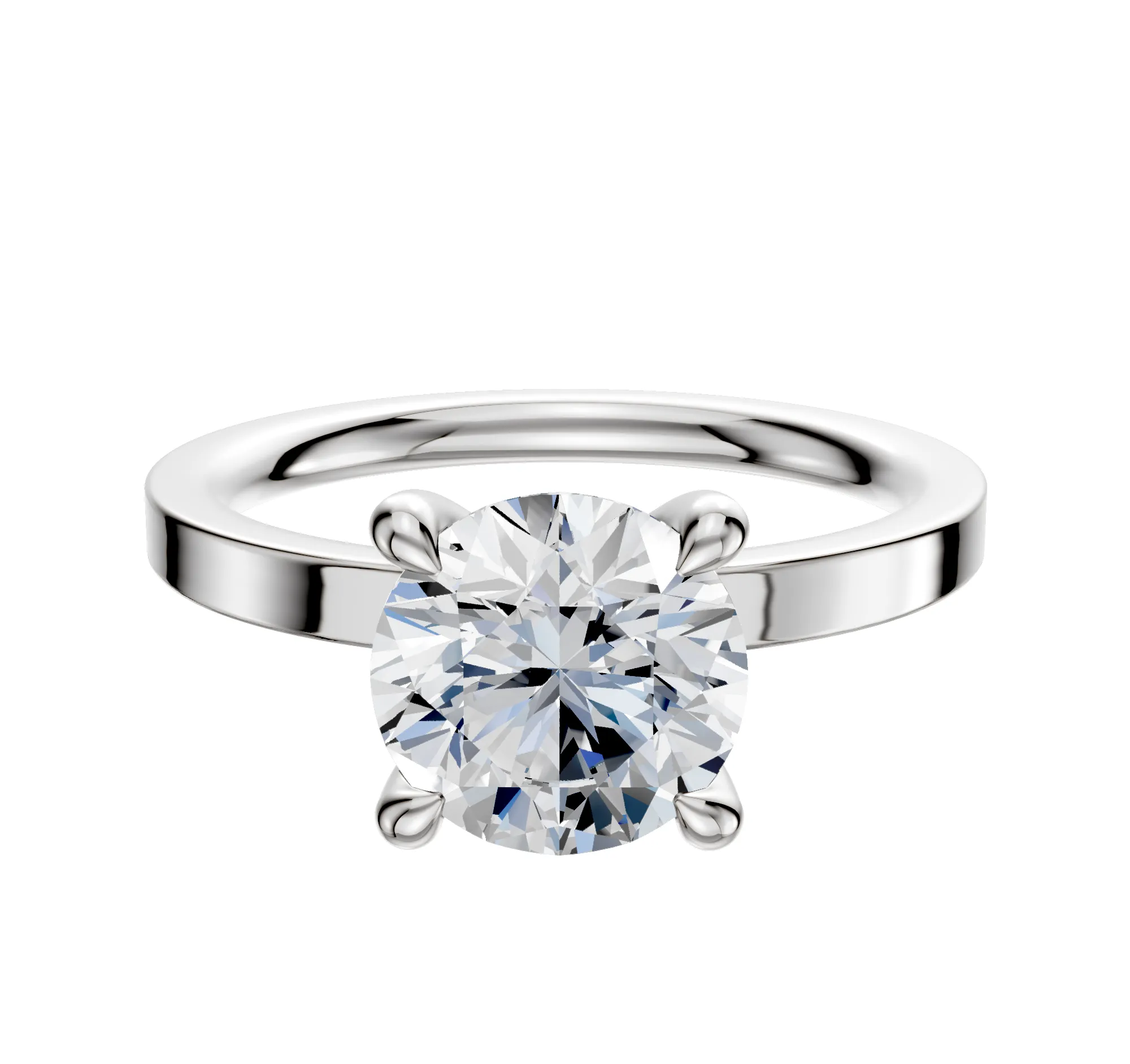 14K White Gold 4 Prong Hidden Halo Classic Flat 2.0mm Engagement Ring sold by Effy