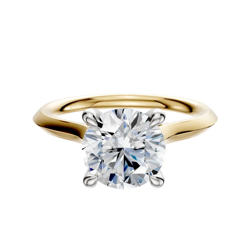 18K Two Tone 4 Prong Hidden Halo Cathedral Knife Edge 2.0mm Engagement Ring sold by Effy