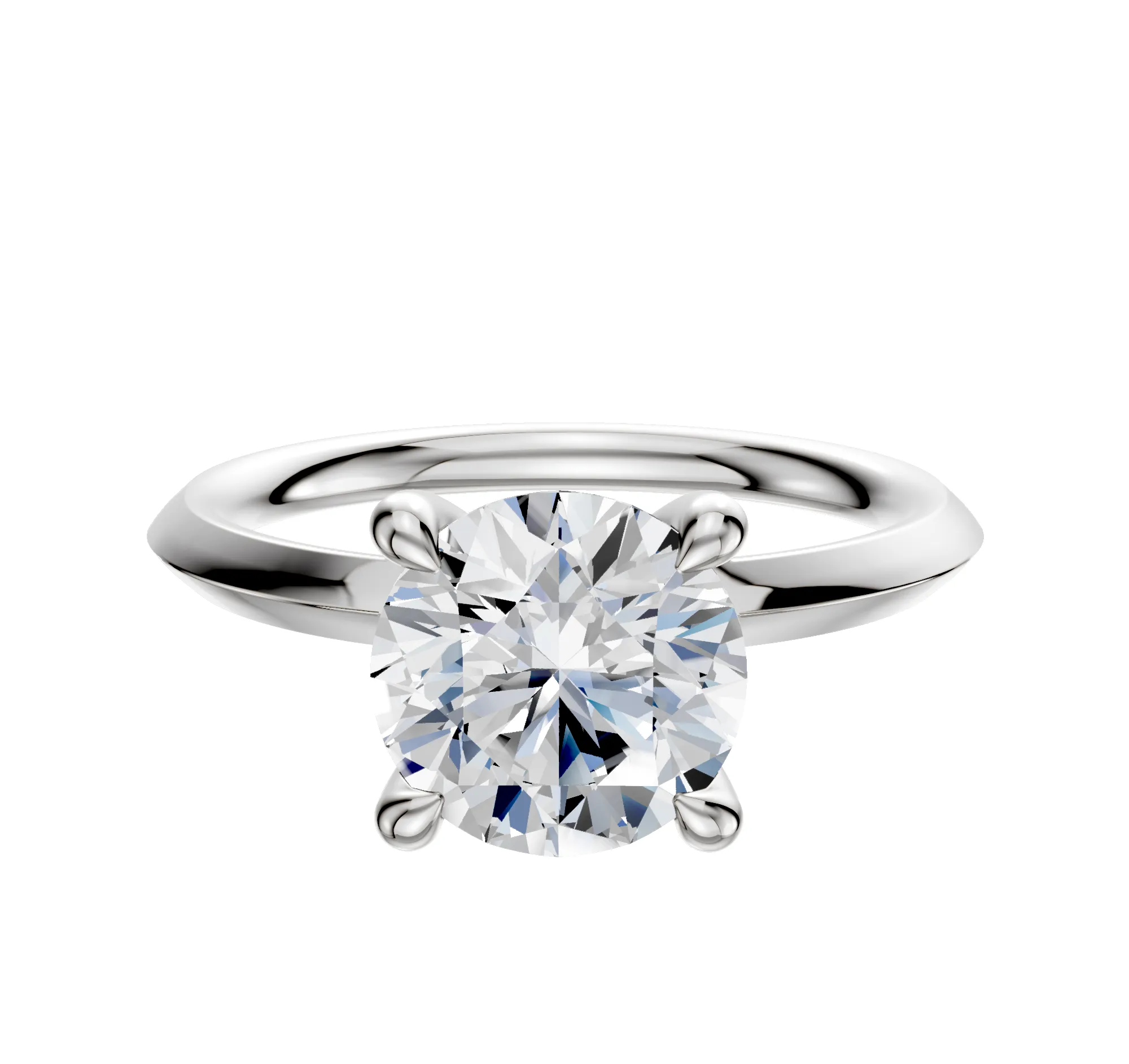 18K White Gold 4 Prong Hidden Halo Classic Knife Edge 2.0mm Engagement Ring sold by Effy