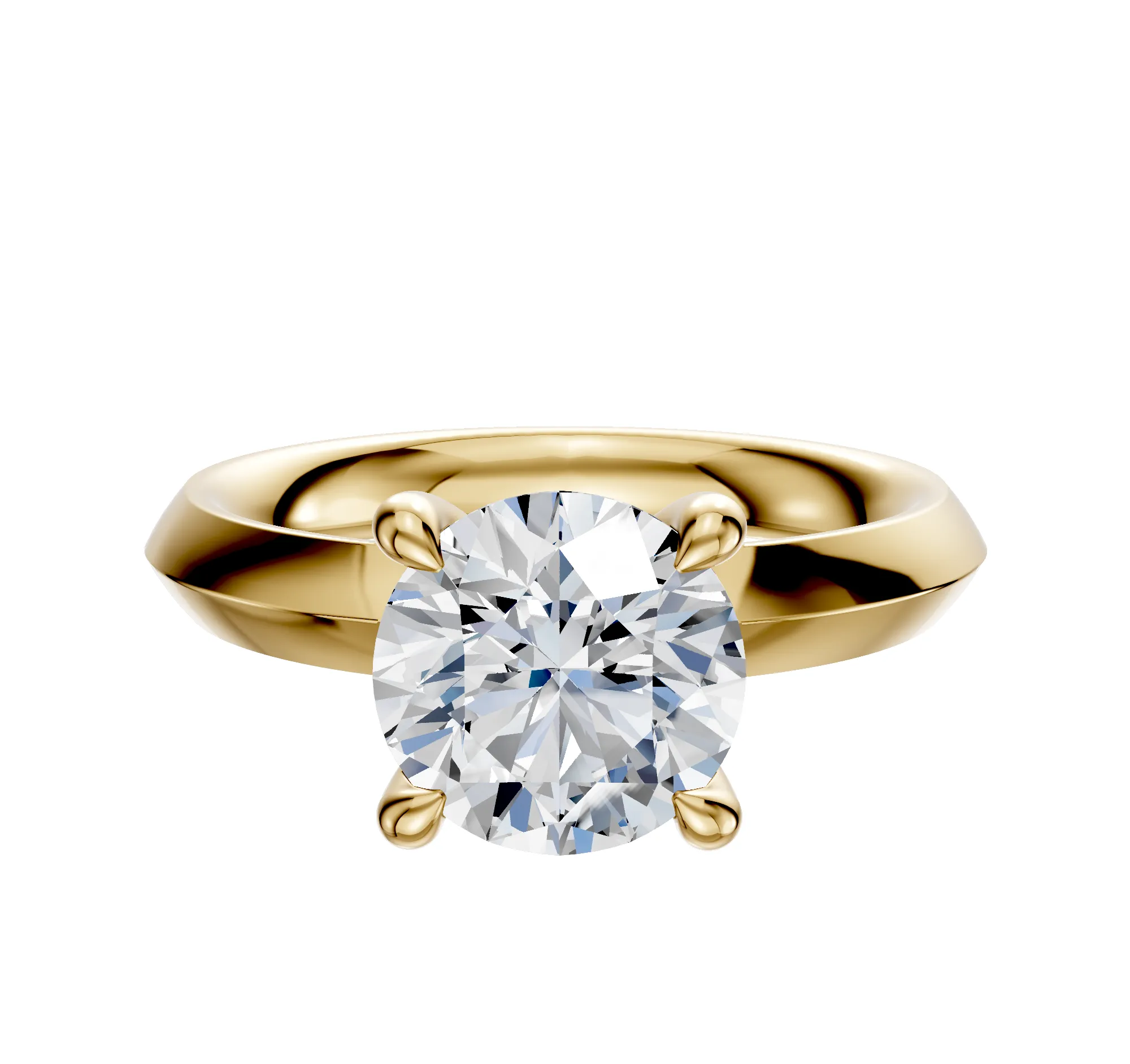 14K Yellow Gold 4 Prong Hidden Halo Classic Knife Edge 3.0mm Engagement Ring sold by Effy