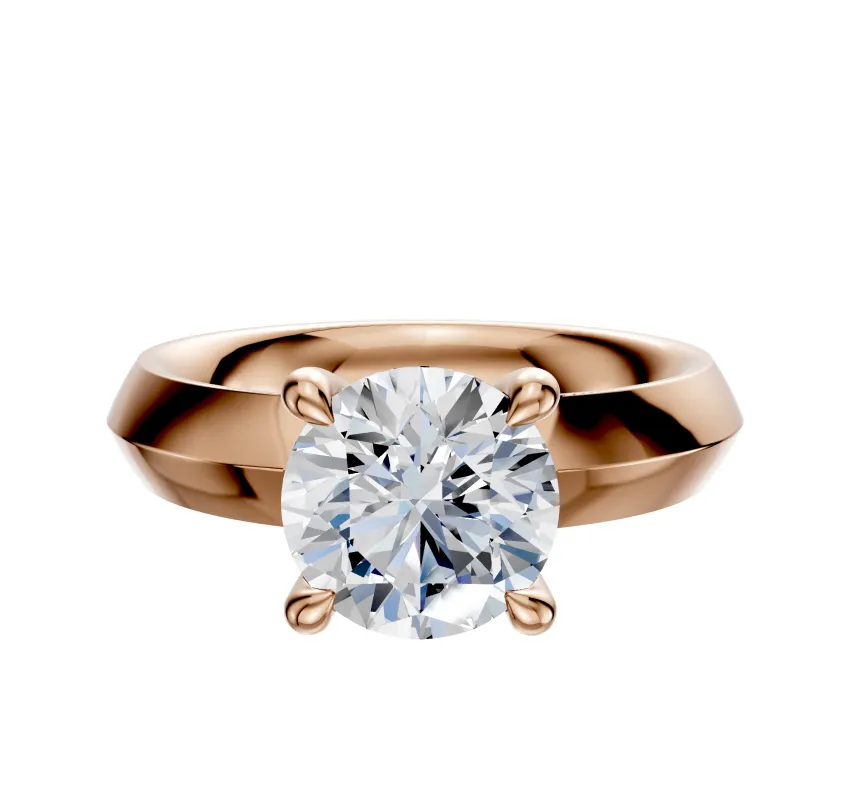 18K Rose Gold 4 Prong Hidden Halo Classic Knife Edge 4.0mm Engagement Ring sold by Effy