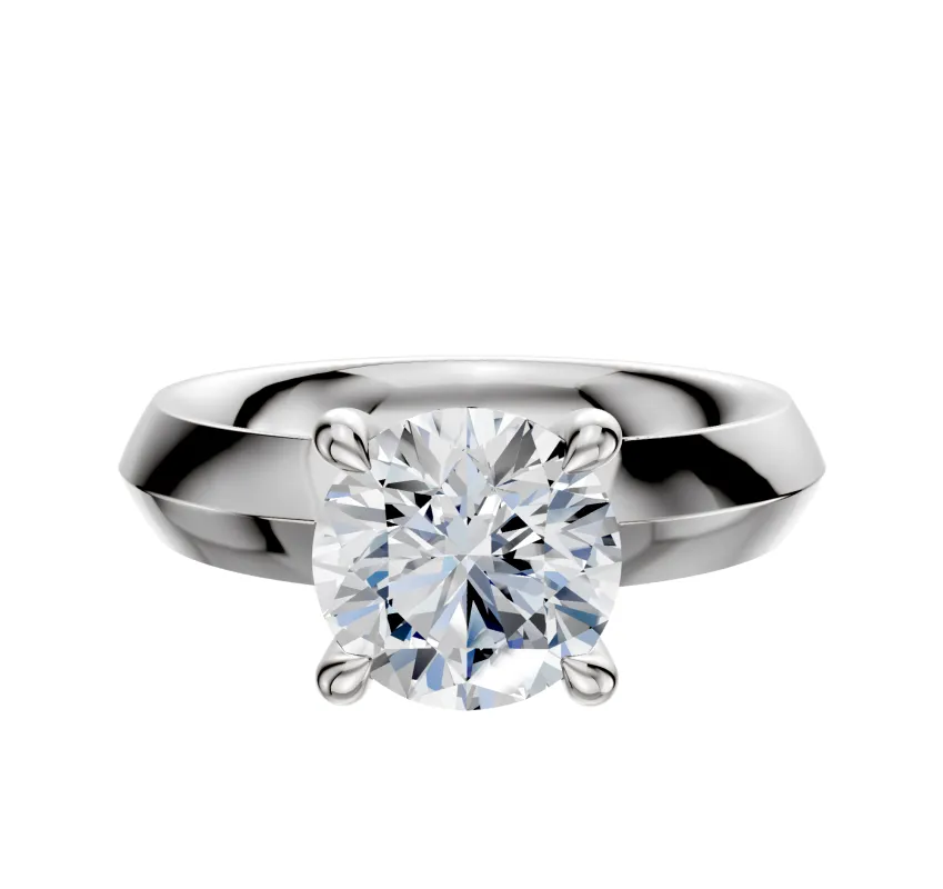 18K White Gold 4 Prong Hidden Halo Classic Knife Edge 4.0mm Engagement Ring sold by Effy