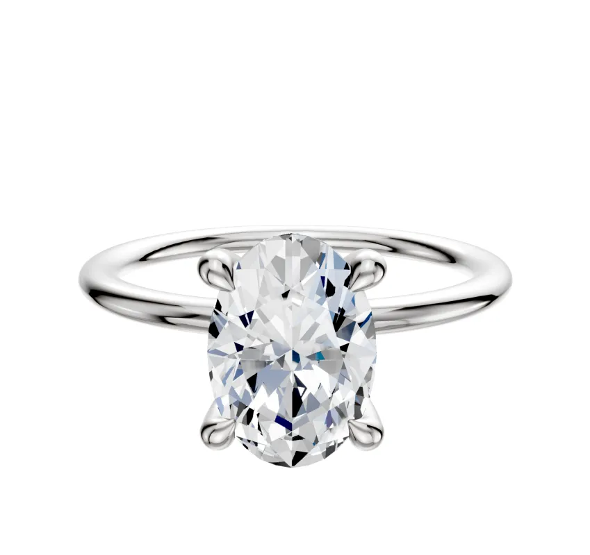 14K White Gold 4 Prong Hidden Halo Classic Dome 1.5mm Engagement Ring made by Effy