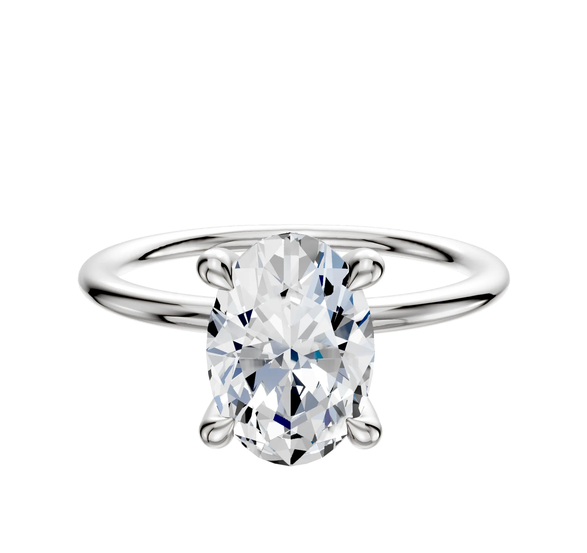14K White Gold 4 Prong Hidden Halo Classic Dome 1.5mm Engagement Ring sold by Effy