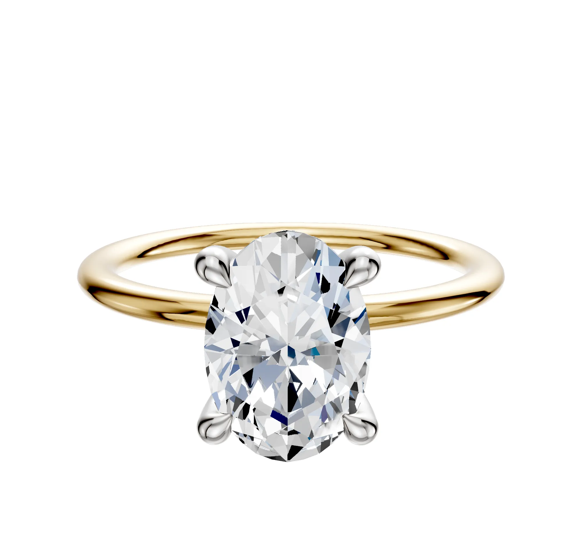 18K Two Tone 4 Prong Hidden Halo Classic Dome 1.5mm Engagement Ring sold by Effy