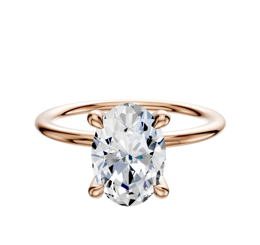 18K Rose Gold 4 Prong Hidden Halo Classic Dome 1.5mm Engagement Ring sold by Effy