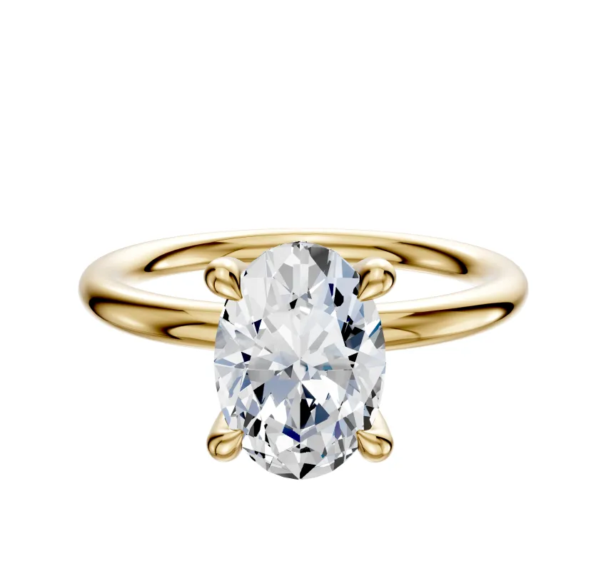 14K Yellow Gold 4 Prong Hidden Halo Classic Dome 2.0mm Engagement Ring sold by Effy