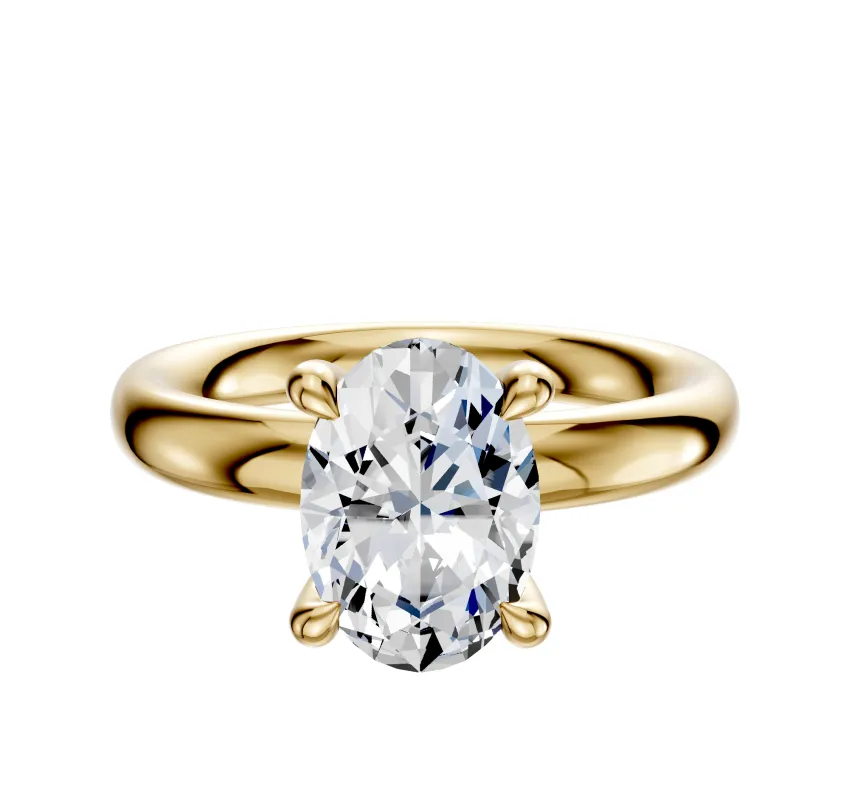 18K Yellow Gold 4 Prong Hidden Halo Classic Dome 3.0mm Engagement Ring sold by Effy