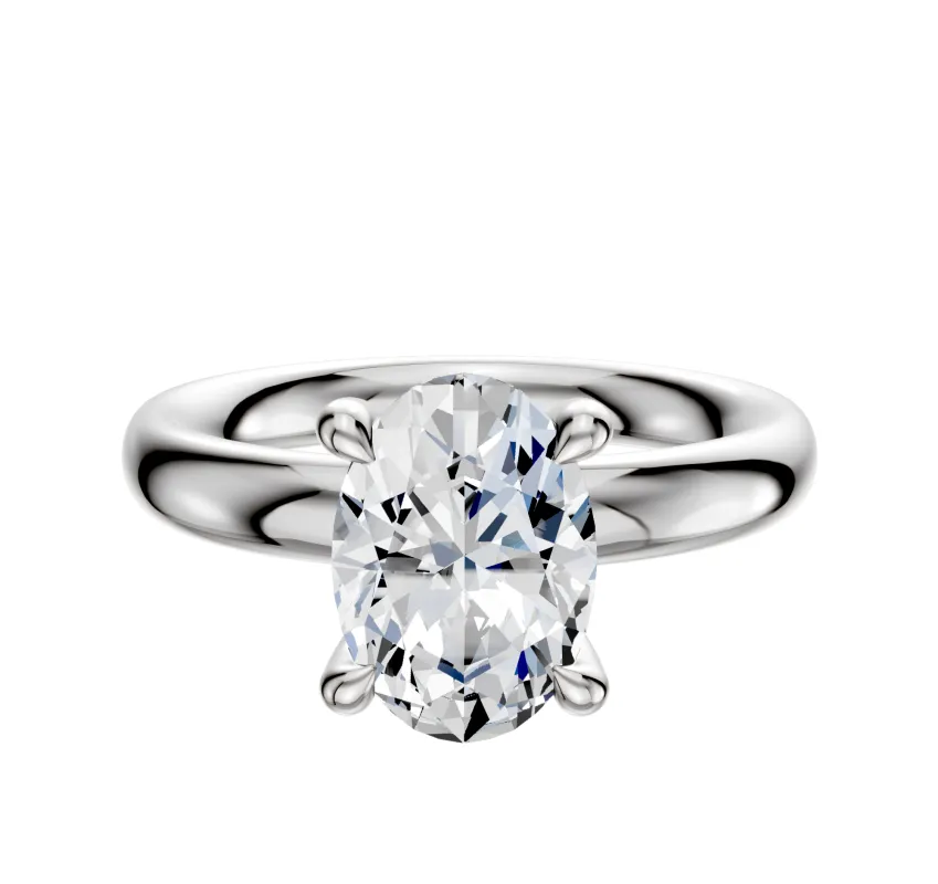 Platinum 4 Prong Hidden Halo Classic Dome 3.0mm Engagement Ring sold by Effy