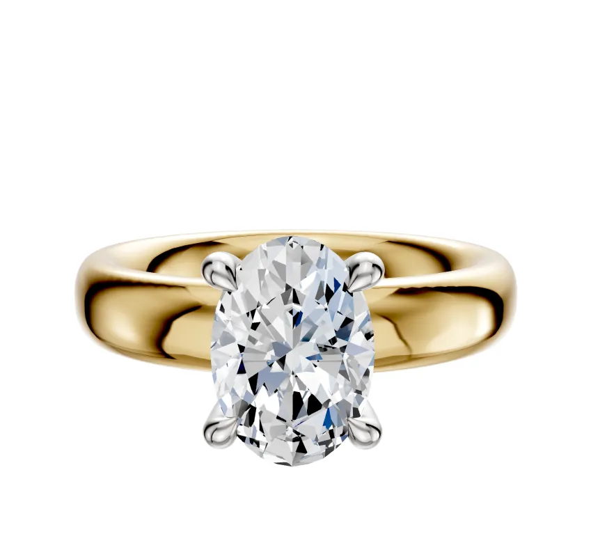 14K Two Tone 4 Prong Hidden Halo Classic Dome 4.0mm Engagement Ring sold by Effy