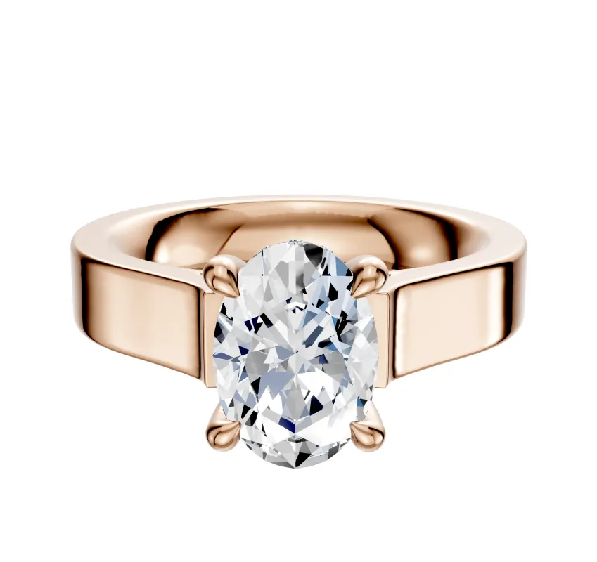 14K Rose Gold 4 Prong Hidden Halo Cathedral Flat 4.0mm Engagement Ring sold by Effy